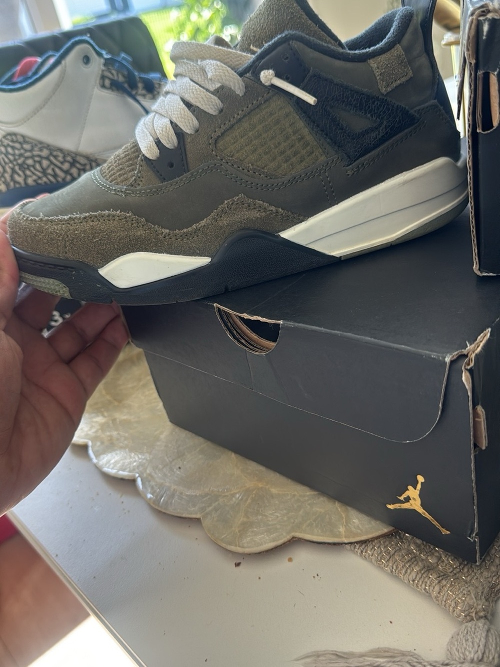 Jordan Kids Olive Green and Black Sneakers